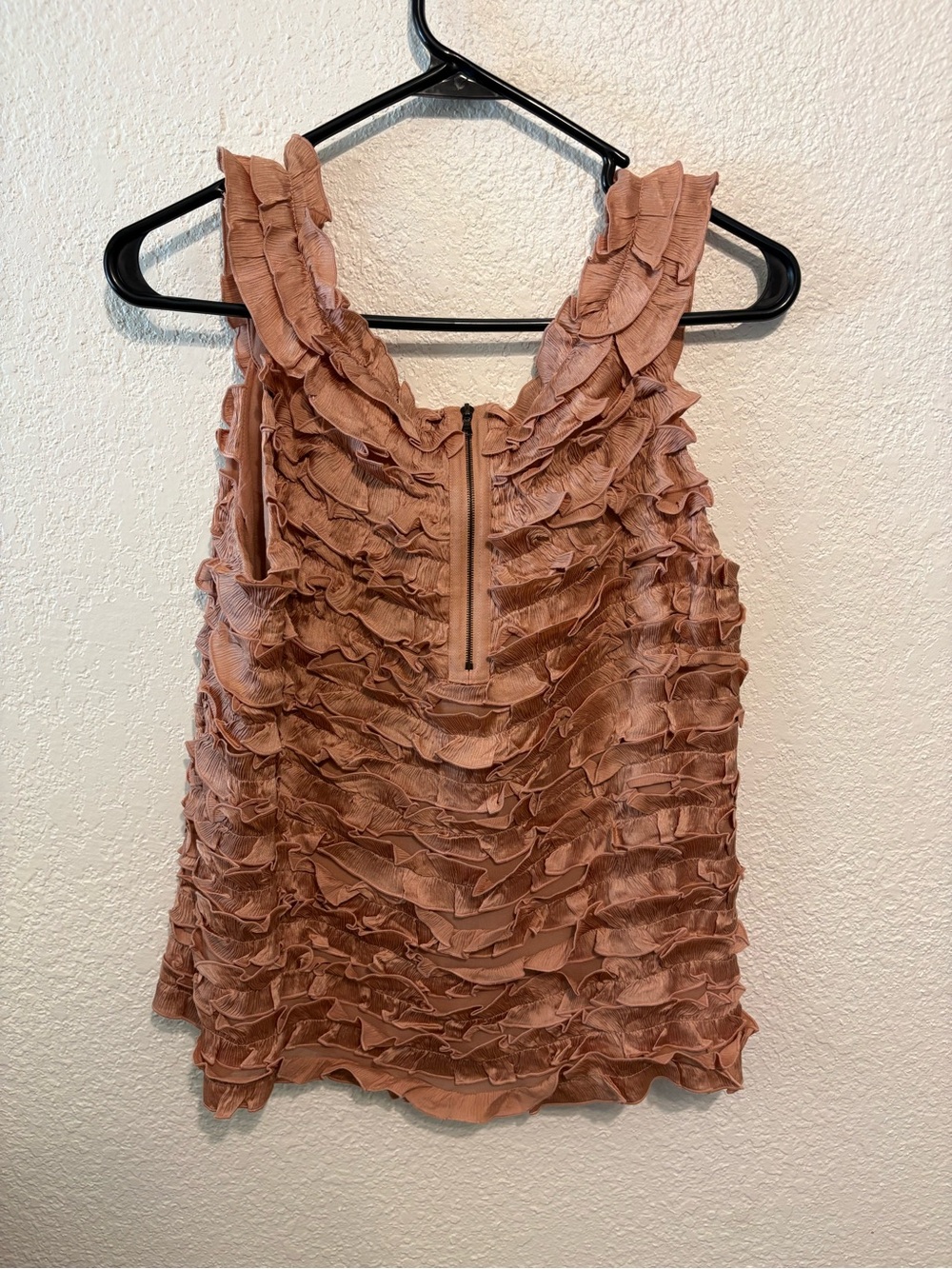 Calypso St. Barth 100% Silk Rosewood Ruffle Tank Camisole Size Large - Picture 2 of 3